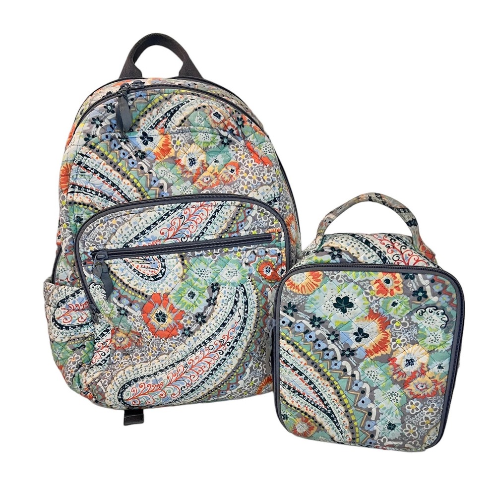 Vera Bradley Citrus Paisley Campus Backpack & Lunchbox Combo